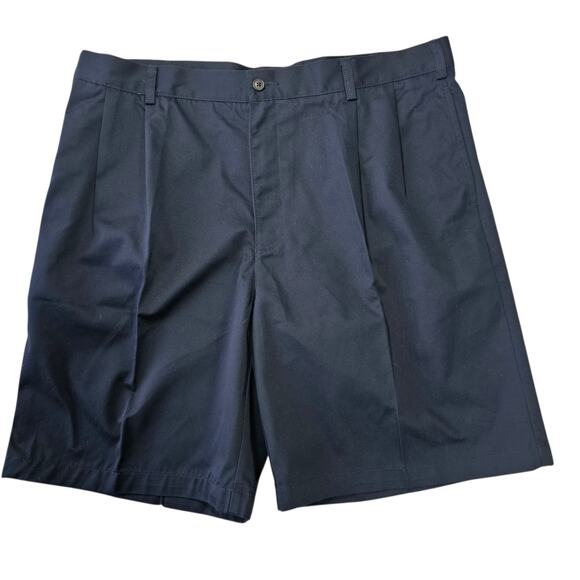 Lands' End Men's 9" Comfort Waist Pleated Front Chino Shorts Navy Size 38 - Picture 3 of 7